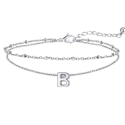 Initial Layered Anklet for Women