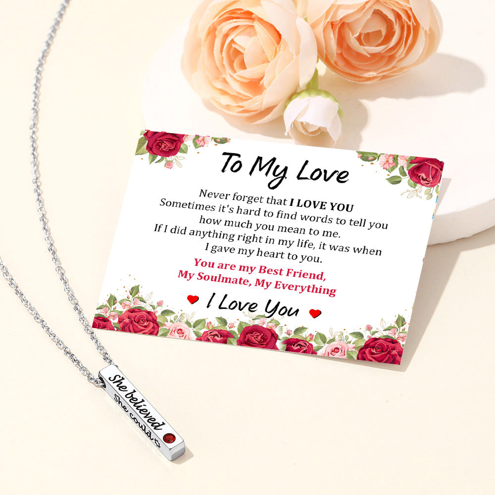 bar necklace for love