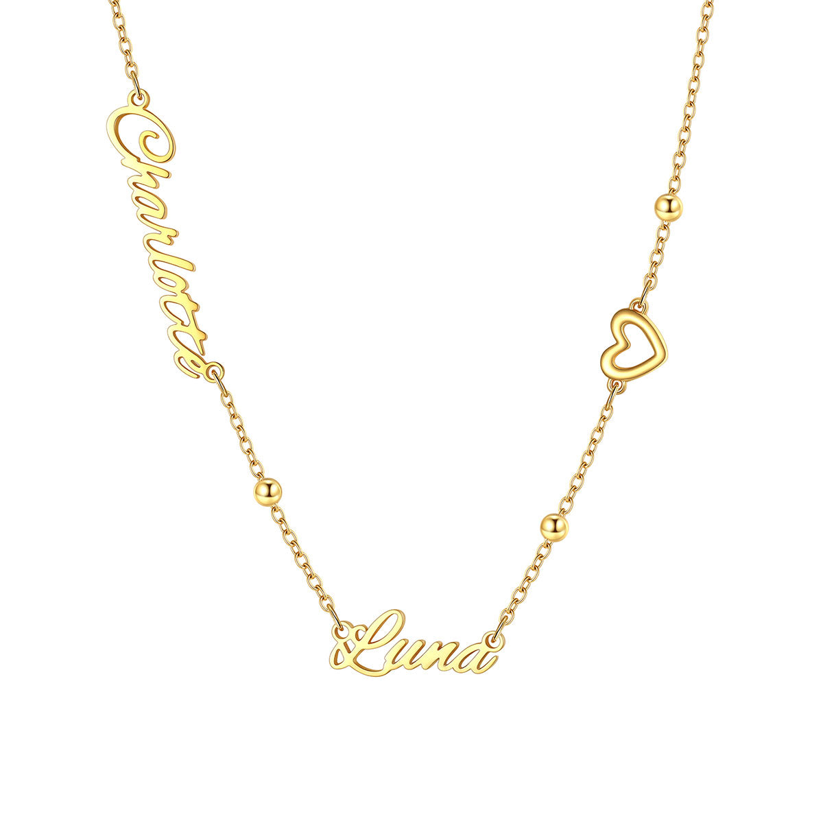 Personalized Name Necklace with Heart Cross Bow for Women