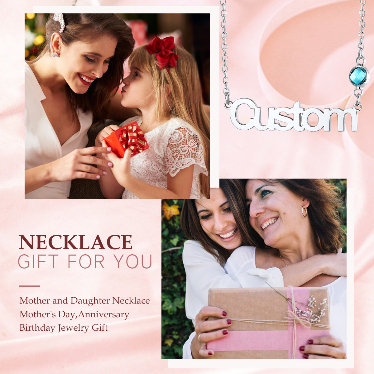 Personalized Name Plate Necklace with Birthstone