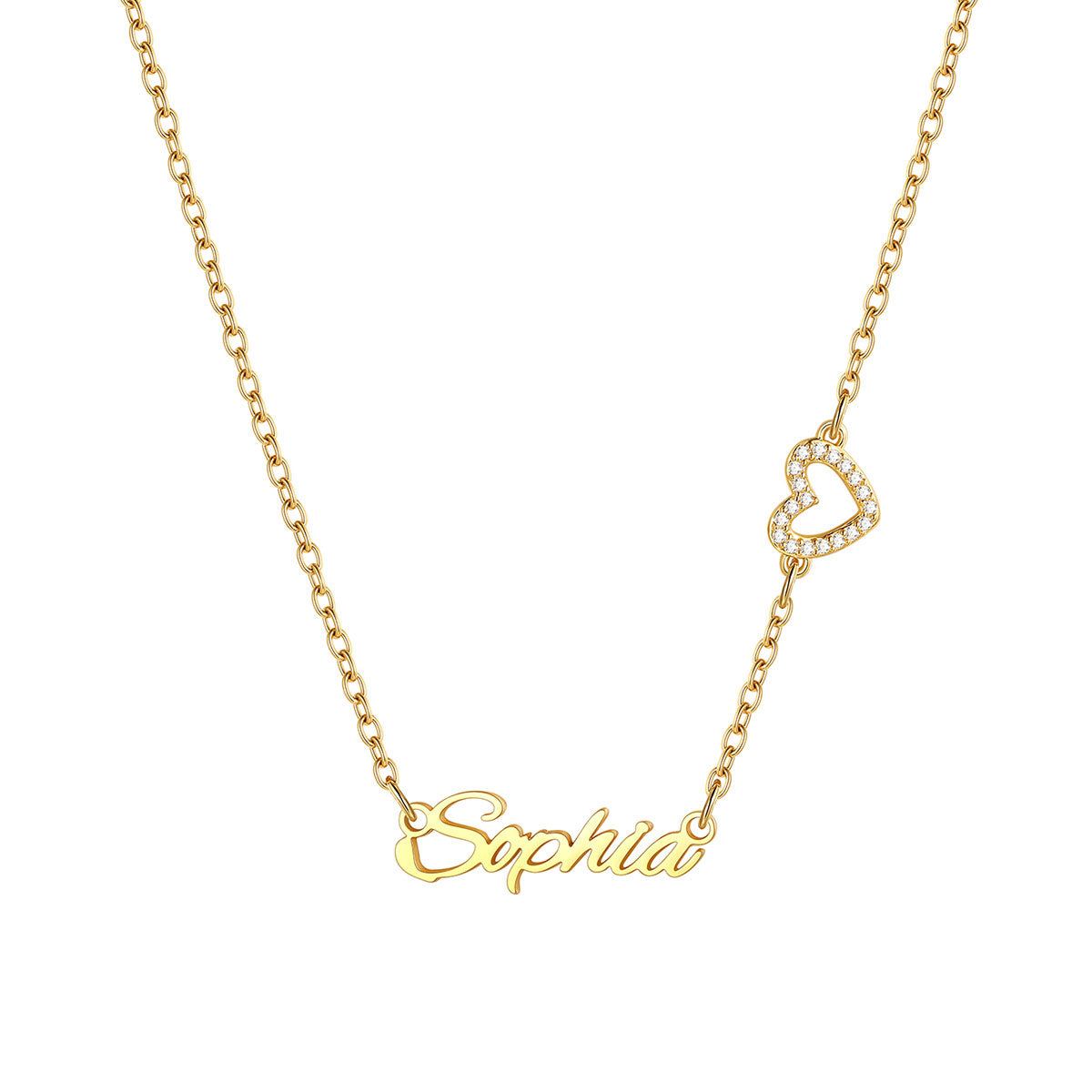 Personalized Name Necklace with CZ Heart Cross Bow for Women