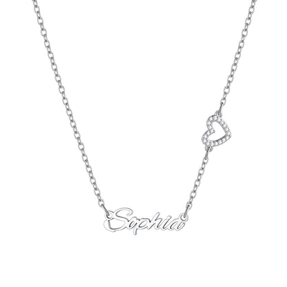 Personalized Name Necklace with CZ Heart Cross Bow for Women