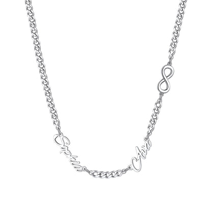 Personalized Name Cuban Figaro Chain Necklace with Heart Cross Bow