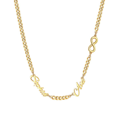 Personalized Name Cuban Figaro Chain Necklace with Heart Cross Bow