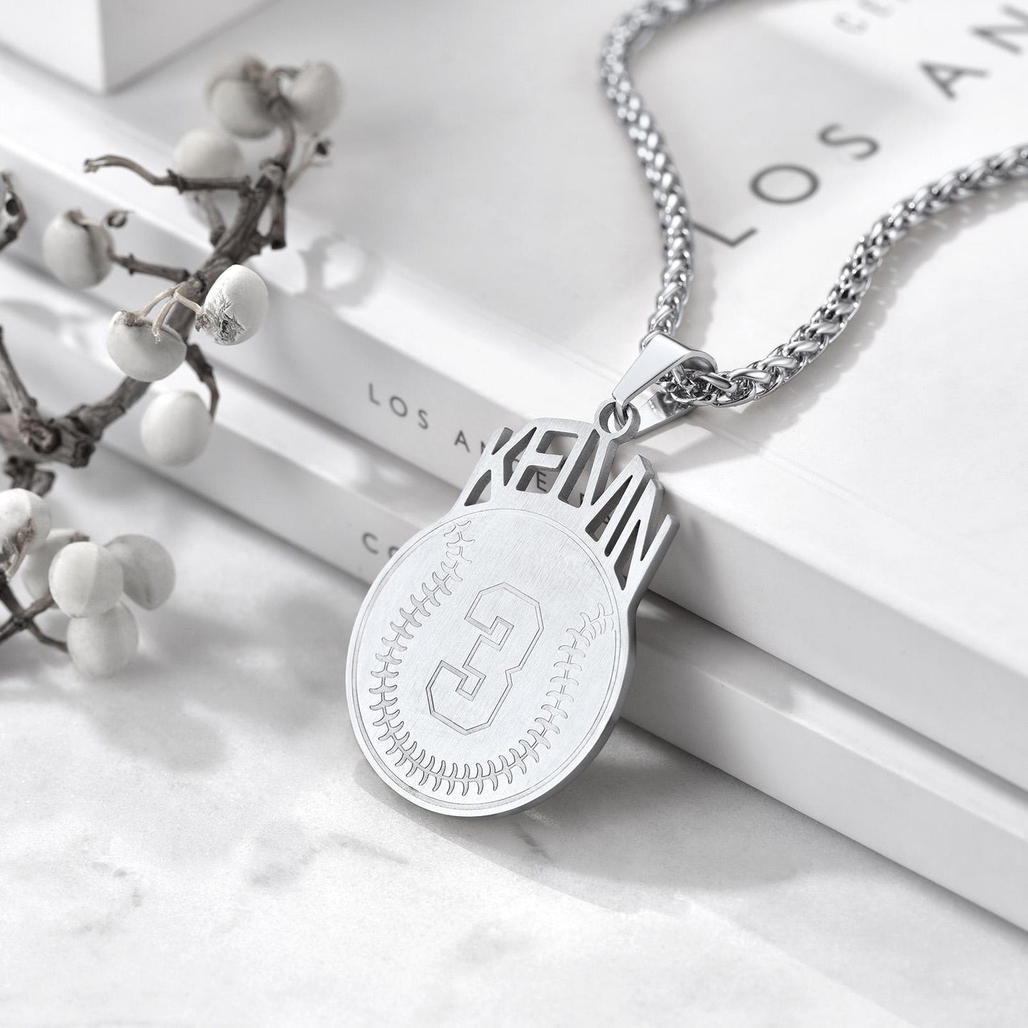 custom Name Ball Sport Necklaces with Jersey Number