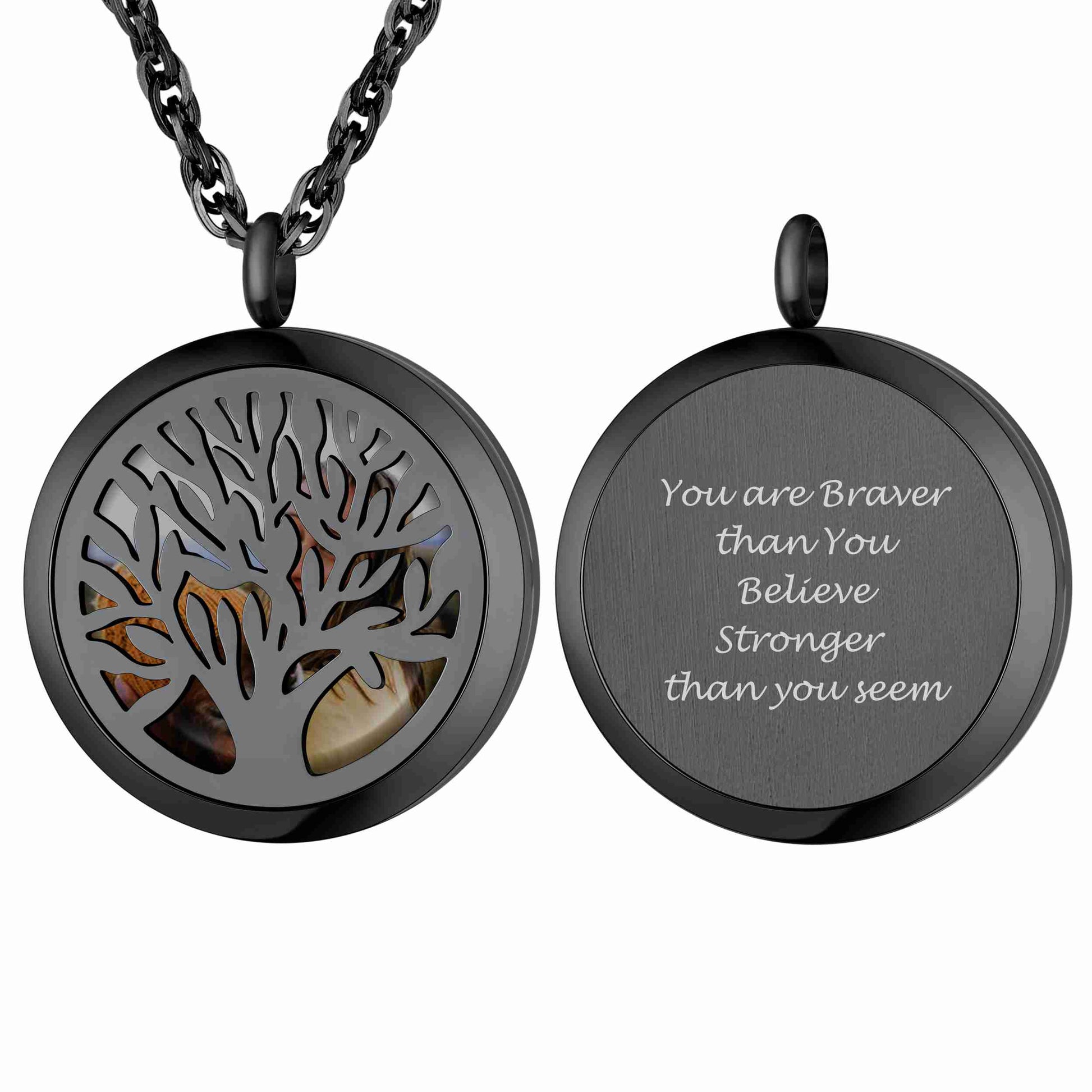 family tree locket necklace black