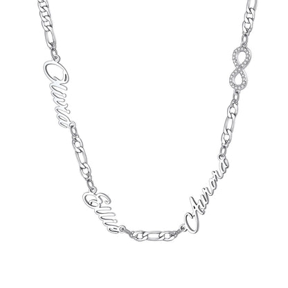 Custom Name Cuban Figaro Chain Necklace with CZ Heart Cross Bow for Women