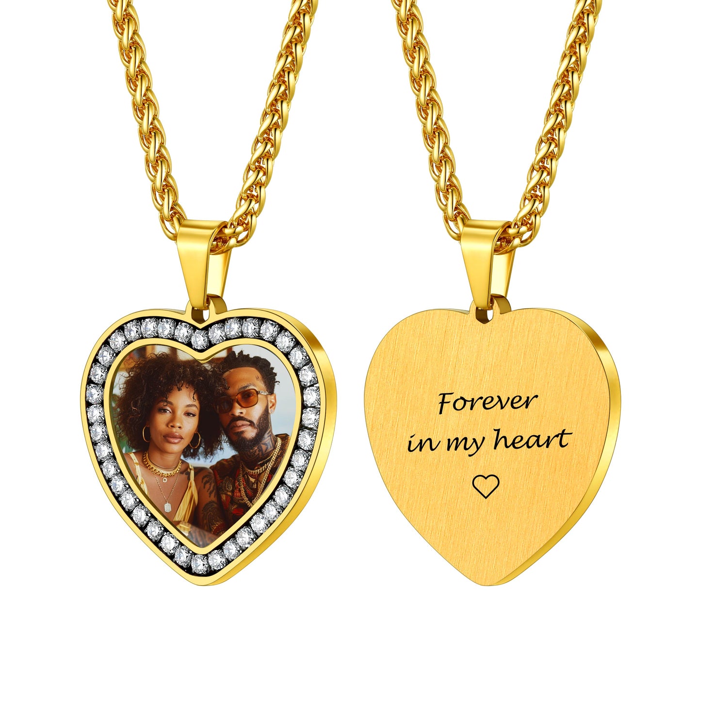 heart photo necklace Gold