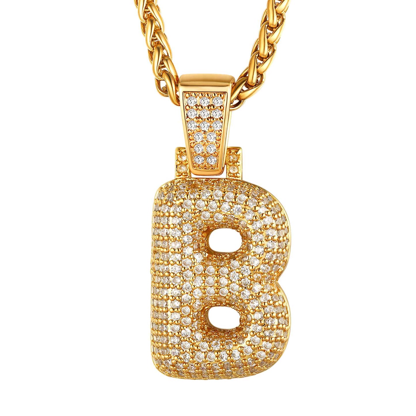 initial B necklace Gold