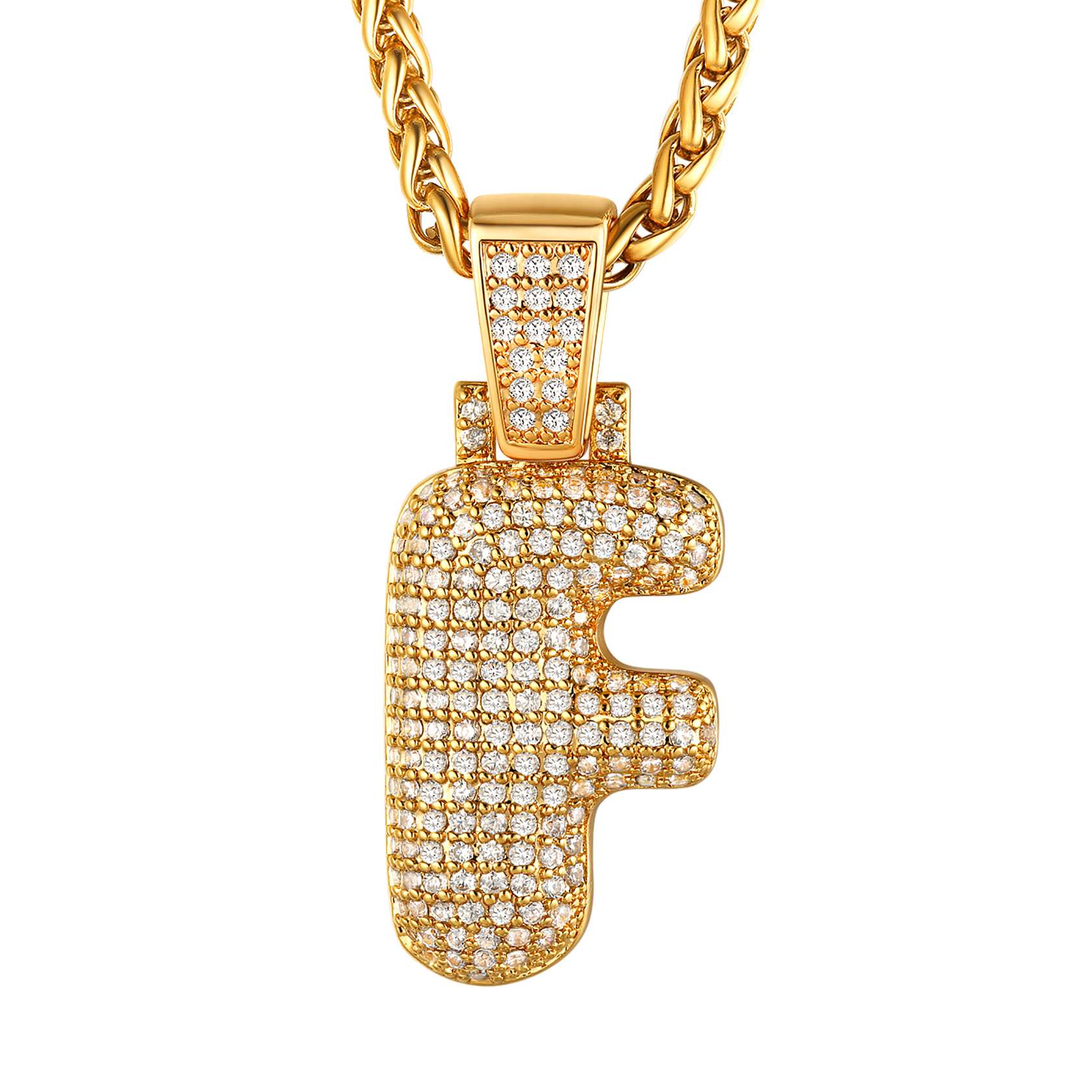 initial F necklace Gold