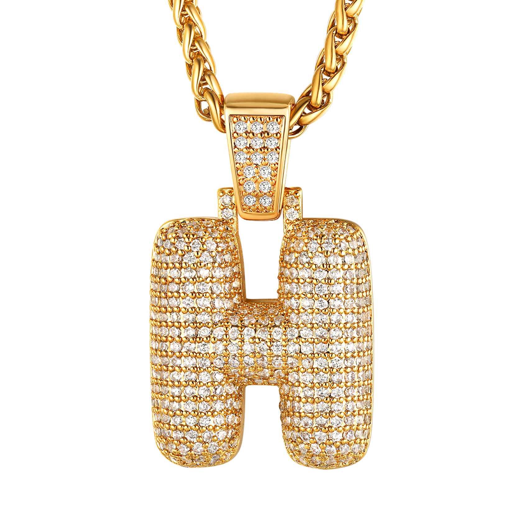 initial H necklace Gold