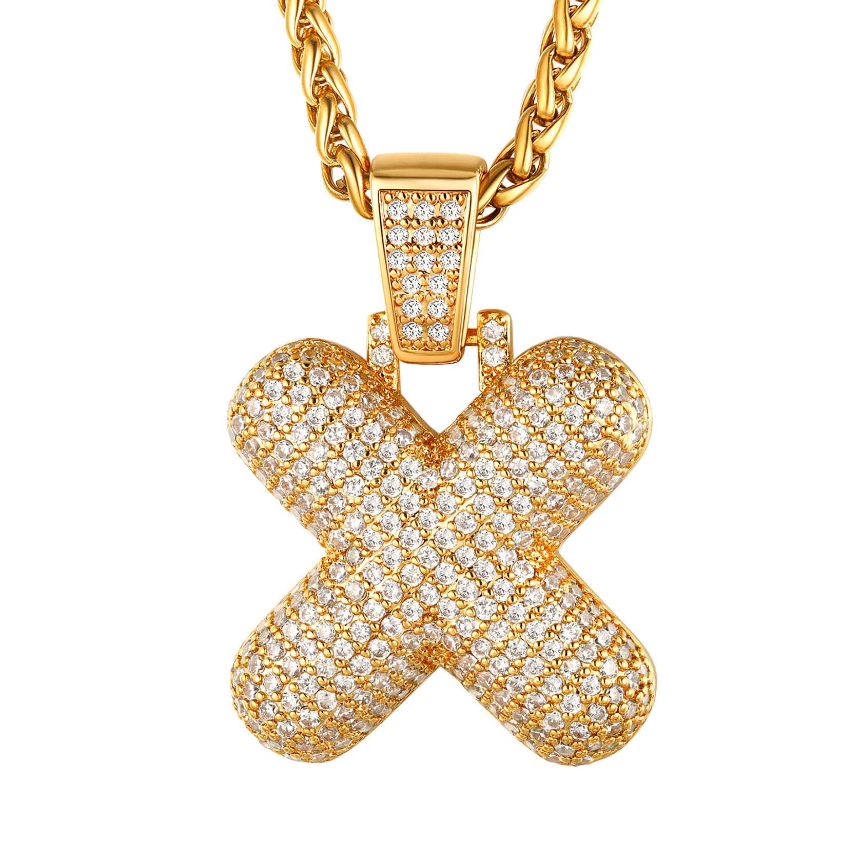 initial necklace Gold X