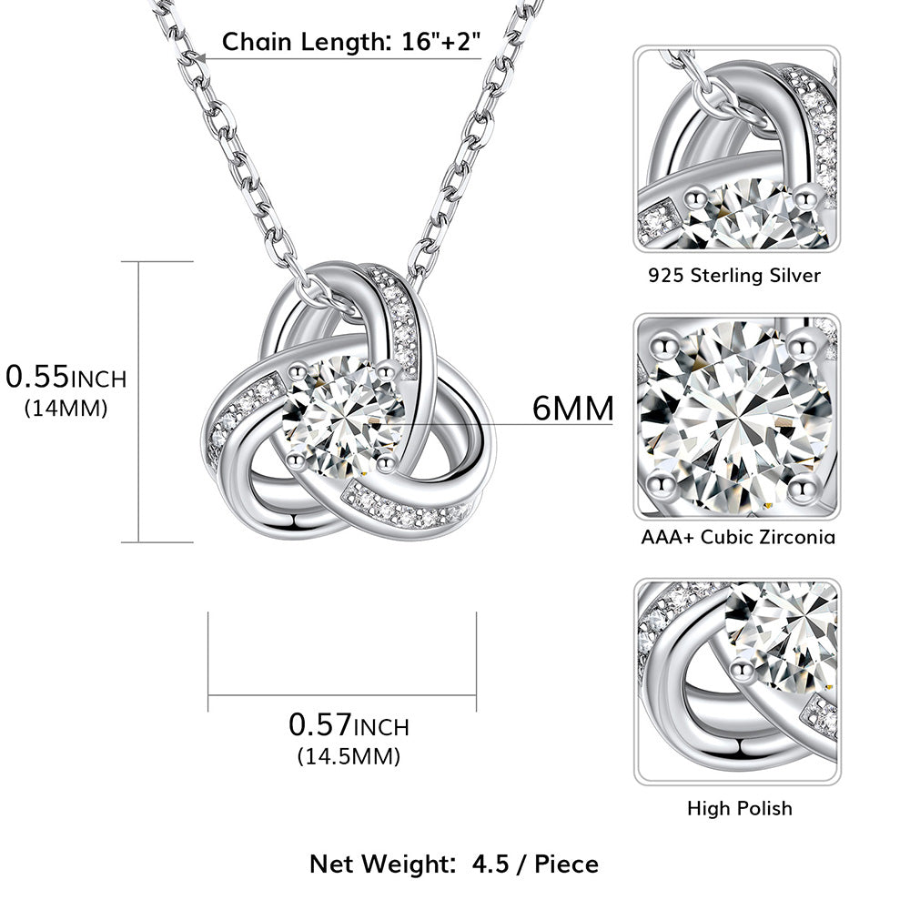 love knot pendant necklace size