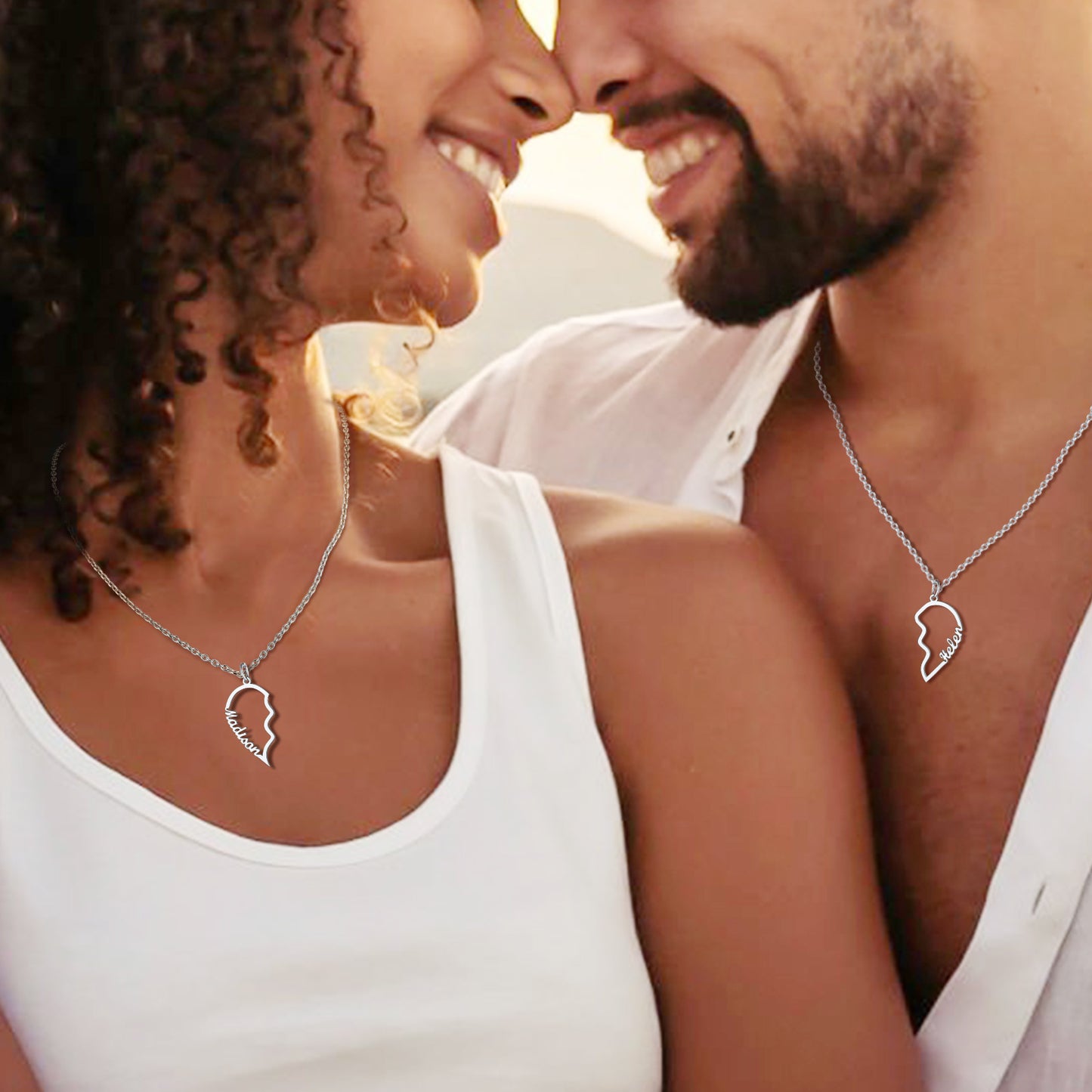 name Heart Necklace for couple