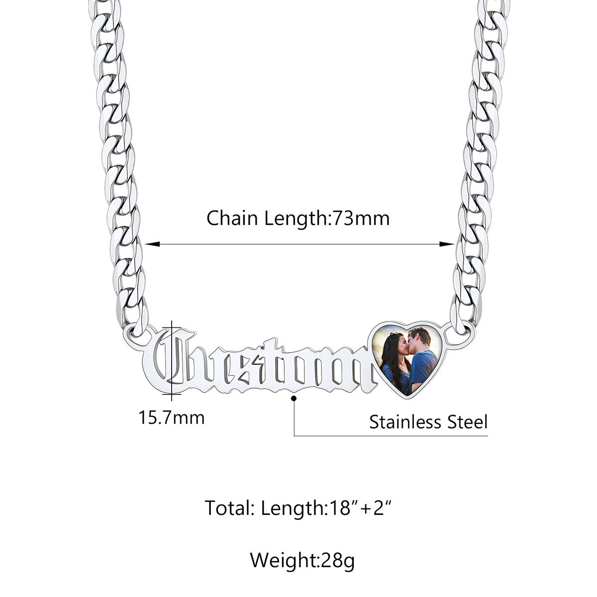 Personalized Name Cuban Chain Picture Necklace for Men Women 6MM