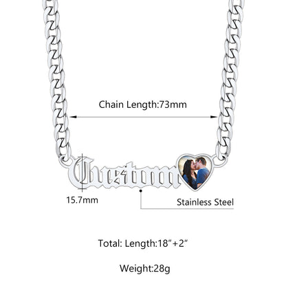 Personalized Name Cuban Chain Picture Necklace for Men Women 6MM