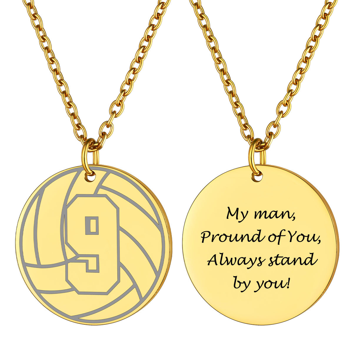 volleytball Necklaces Jersey Number Necklace Gold Plated
