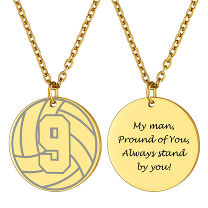 volleytball Necklaces Jersey Number Necklace Gold Plated