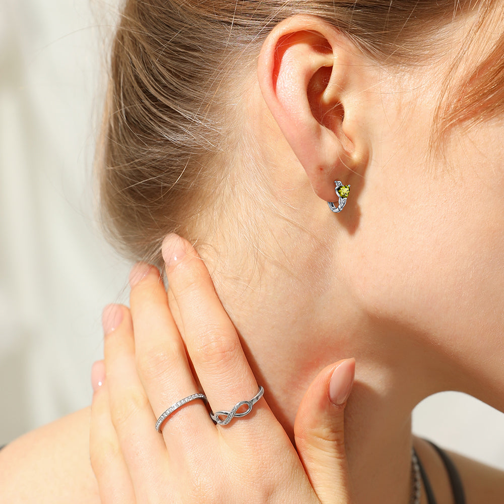 Sterling Silver Celtic Knot Birthstone Hoop Earrings For Women