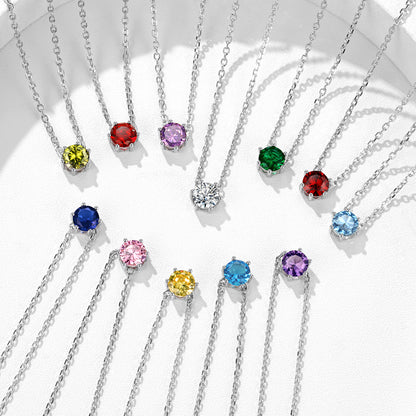12 MONTH birthstone necklace on a white background