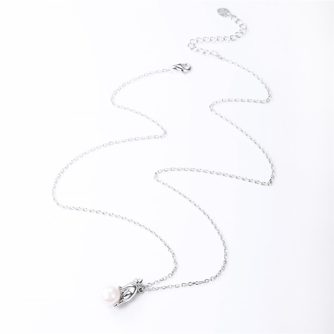 Sterling Silver Cat Pearl Necklace For Women Girls