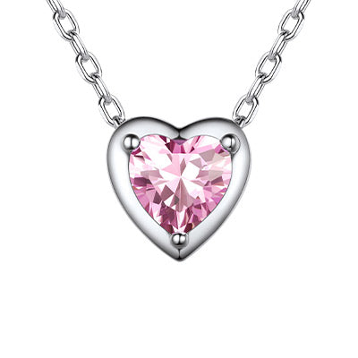 Sterling Silver Heart Birthstone Necklace For Women