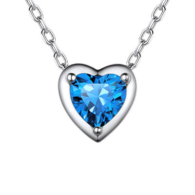 Sterling Silver Heart Birthstone Necklace For Women
