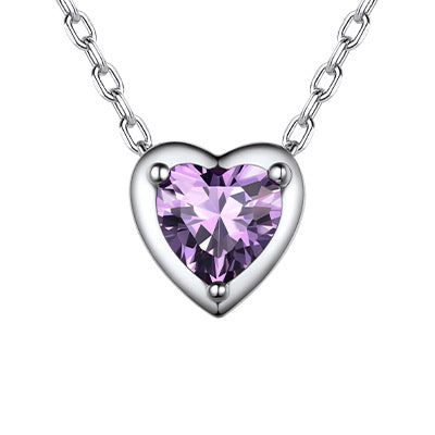 Sterling Silver Heart Birthstone Necklace For Women