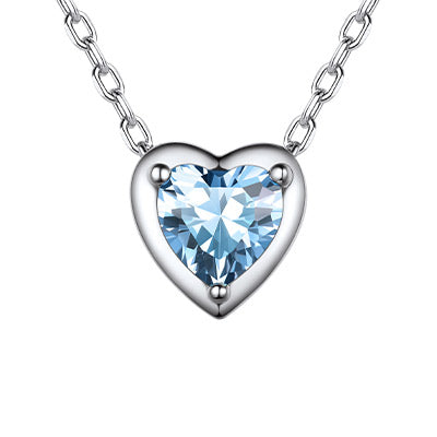 March Birthstone Heart Necklace