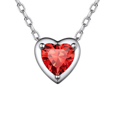 Sterling Silver Heart Birthstone Necklace For Women