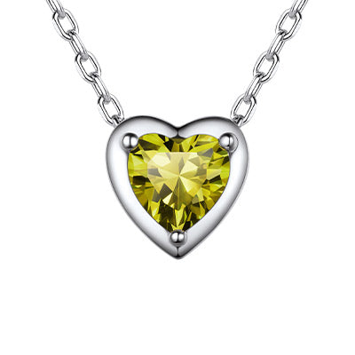 Sterling Silver Heart Birthstone Necklace For Women