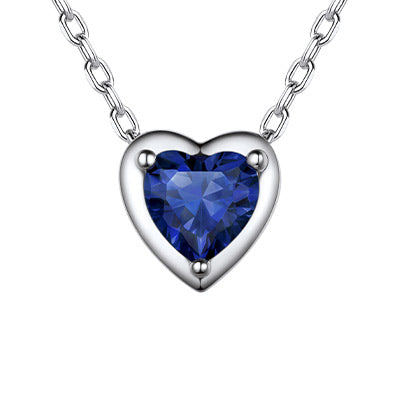 Sterling Silver Heart Birthstone Necklace For Women