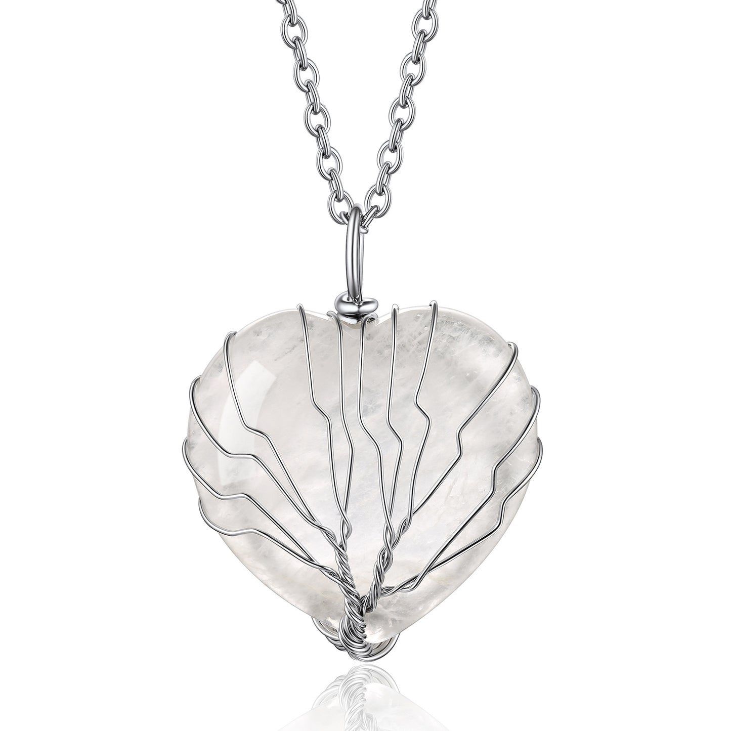 Tree of Life Wrapped Healing Heart Crystal Necklace for Women/Girls BIRTHSTONES JEWELRY