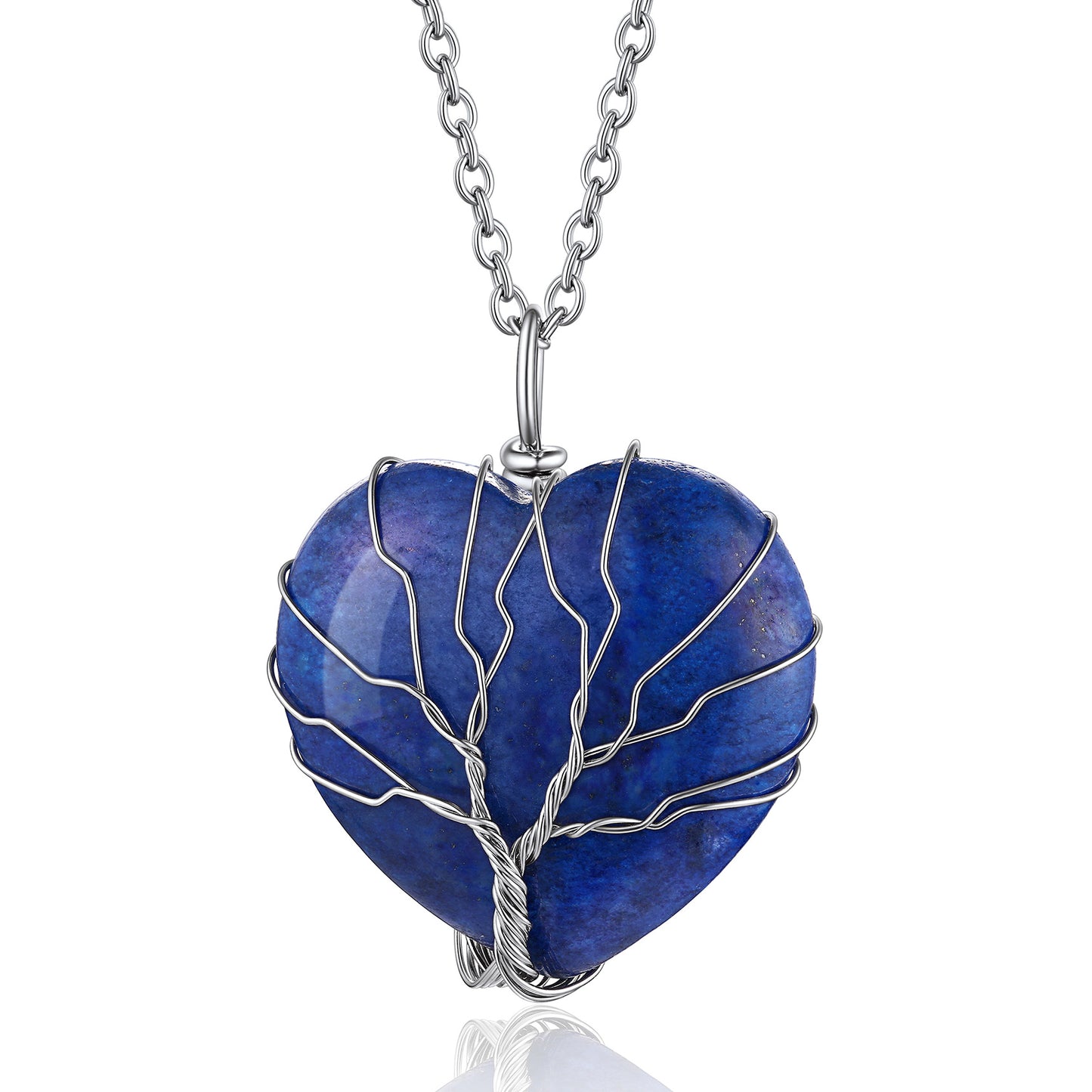 Tree of Life Wrapped Healing Heart Crystal Necklace for Women/Girls BIRTHSTONES JEWELRY