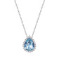 Sterling Silver Teardrop Halo Birthstone Necklace For Women