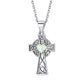 Sterling Silver Heart Opal Celtic Knot Cross Necklace