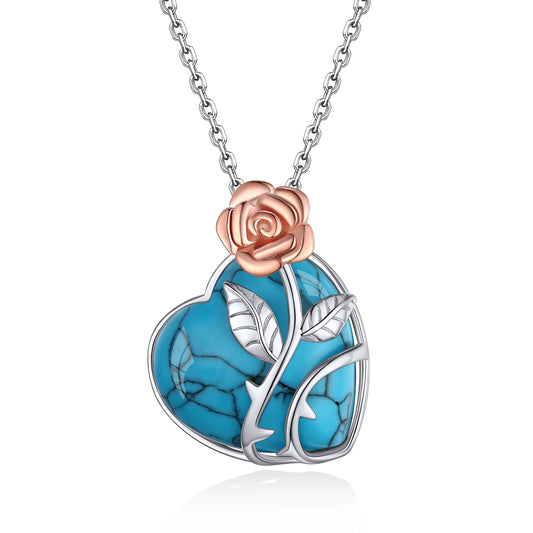 ⚡Flash Sale Sterling Silver Rose Heart Healing Crystal Necklace