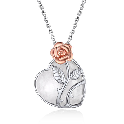 Sterling Silver Rose Heart Healing Crystal Necklace