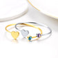 January-December Birthstone Bangle For Women Heart Cuff Bracelet 18K Gold Plated BIRTHSTONES JEWELRY