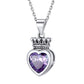 Collier en argent sterling avec pierre de naissance en forme de cœur et de couronne pour femme