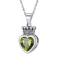 Sterling Silver Crown Heart Birthstone Necklace For Women