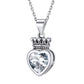 Collier en argent sterling avec pierre de naissance en forme de cœur et de couronne pour femme