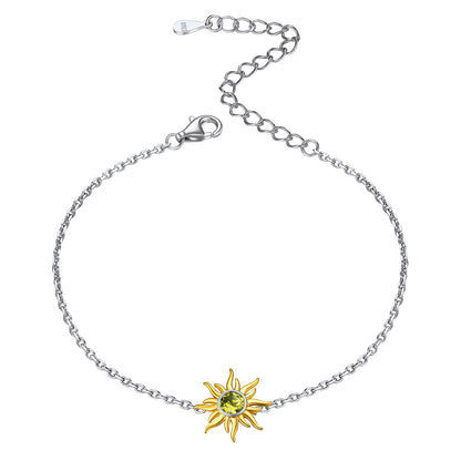 Sterling Silver Sunflower Birthstone Bracelet