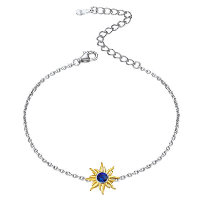 Sterling Silver Sunflower Birthstone Bracelet