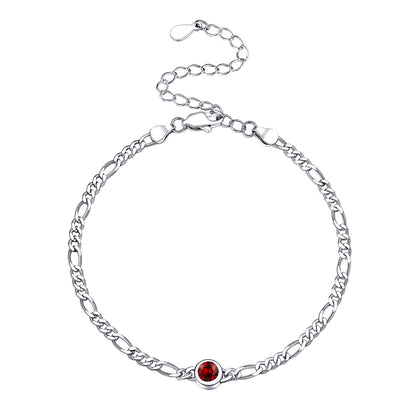 Bracelet chaîne en argent sterling avec pierre de naissance pour femme