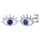 Sterling Silver Birthstone Evil Eye Stud Earrings For Women
