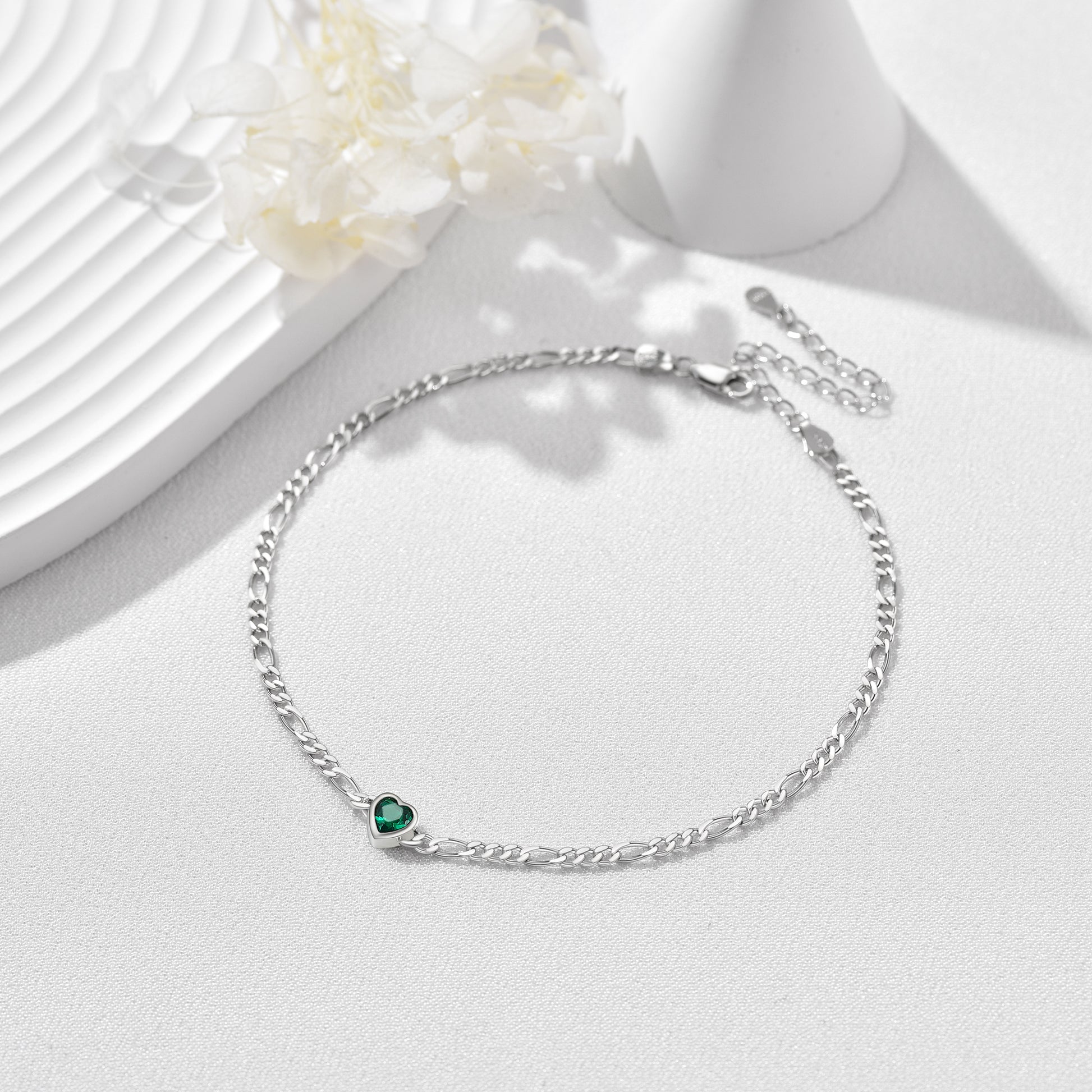 Birthstones Jewelry silver anklet