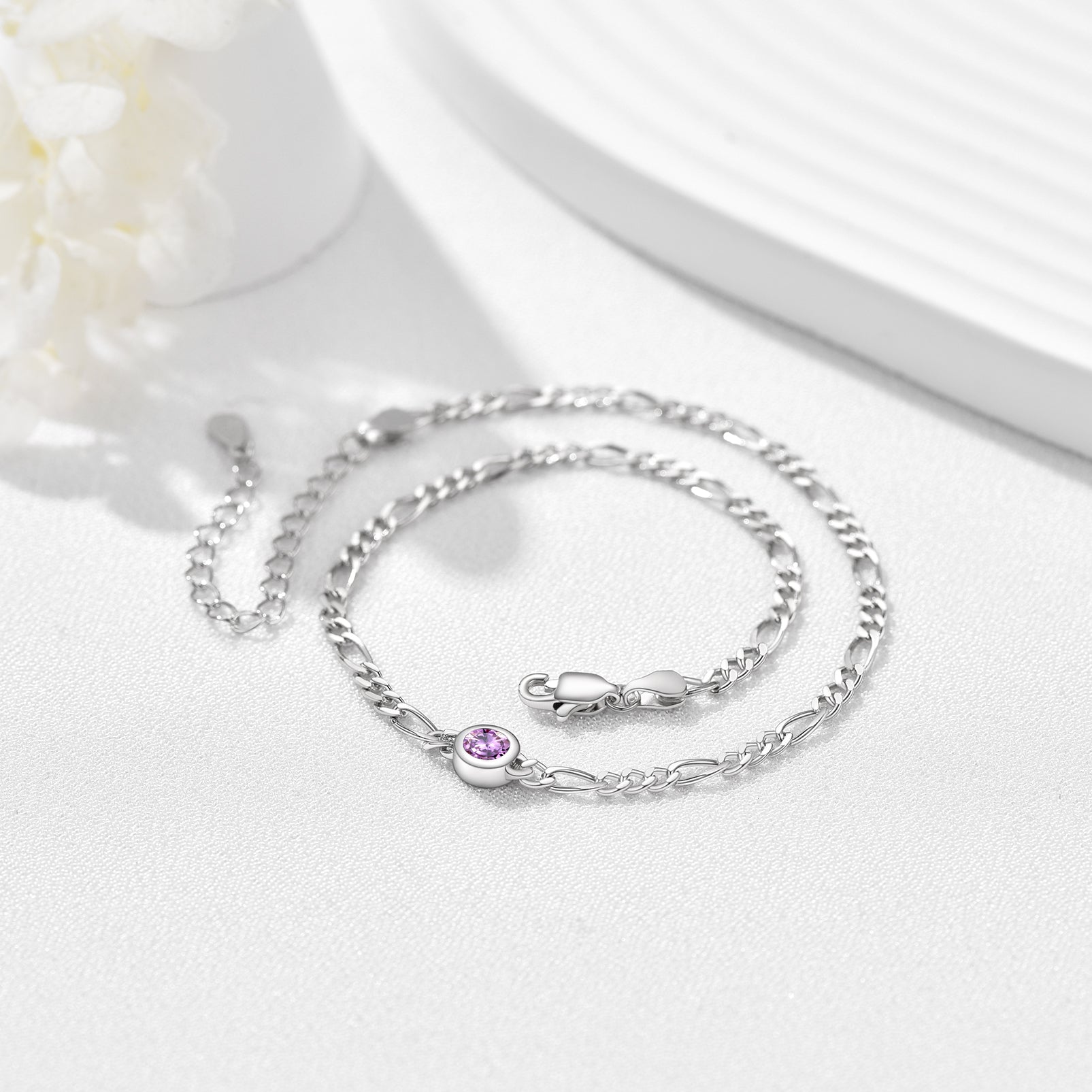Birthstones Jewelry silver anklets for women