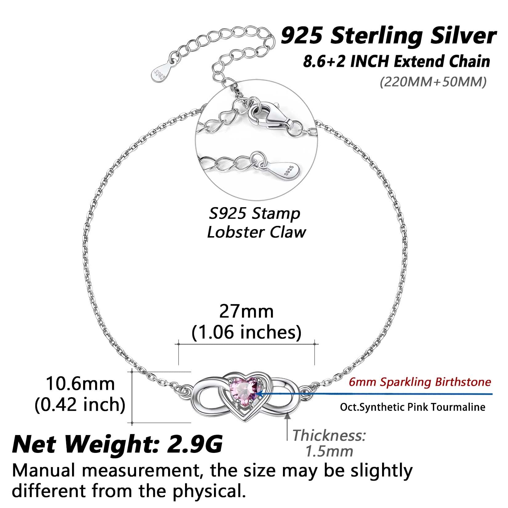Birthstones Jewelry sterling silver anklet