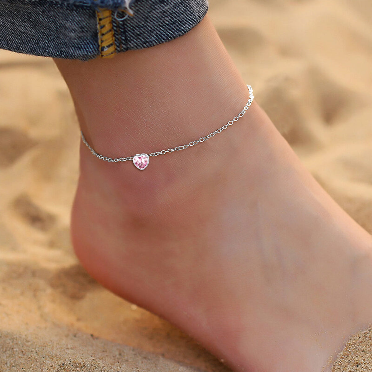 925 Sterling Silver Anklets Small Heart Cross Pend... - Vicedeal 925 Sterling Silver Anklets Small Heart Cross Pend... - Vicedeal